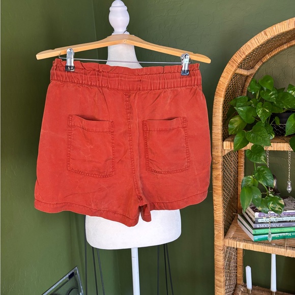 Burnt Orange Loft Cinch Back Pocket High Waisted Paper Bag Shorts - Picture 4 of 4
